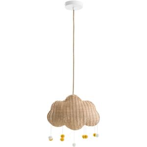 Beliani - Hanging Pendant Lamp Rattan Wicker Hand Woven Cloud Shape Ceiling Light Natural Onon Beliani - Hanging Pendant Lamp Rattan Wicker Hand Woven Cloud Shape Ceiling Light Natural Onon