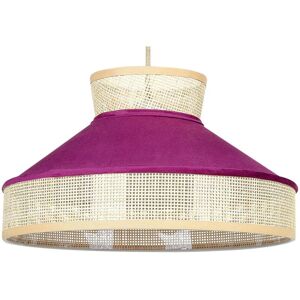 Beliani Pink Natural Rattan Pendant Light - Boho Lighting Beliani Pink Natural Rattan Pendant Light - Boho Lighting