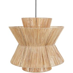 Beliani Pendant Lamp Natural Straw Shade Black Iron Base - Pendant Light Beliani Pendant Lamp Natural Straw Shade Black Iron Base - Pendant Light