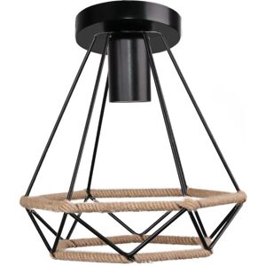 STOEX Industrial Ceiling Light Retro Vintage Ceiling Lights 20CM Diamond Metal Cage Iron Chandelier Hemp Rope Ceiling Light For Living Room Bedroom Black STOEX Industrial Ceiling Light Retro Vintage Ceiling Lights 20CM Diamond Metal Cage Iron Chandelier Hemp Rope Ceiling Light For Living Room Bedroom Black