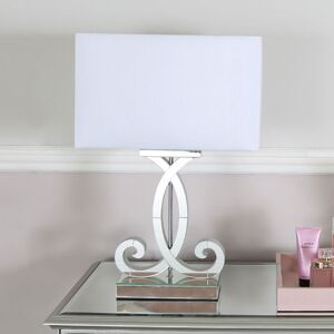 Vanity Living - 66cm Glass Marine Grey Table Lamp with White Faux Silk shade for Bedroom Vanity Living - 66cm Glass Marine Grey Table Lamp with White Faux Silk shade for Bedroom