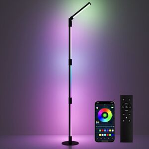 Led Floor Lamp, Corner Floor Lamp with App & Remote Control Dark Grey - Homcom Led Floor Lamp, Corner Floor Lamp with App & Remote Control Dark Grey - Homcom