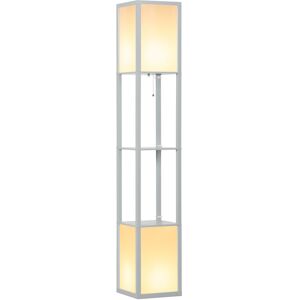 Shelf Floor Lamp with Dual Light, for Living Room, Bedroom Light Grey - Homcom Shelf Floor Lamp with Dual Light, for Living Room, Bedroom Light Grey - Homcom
