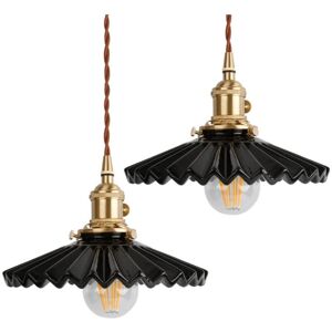 WOTTES Retro Industrial Pendant Ceiling Lamp Adjustable Indoor Hanging Lamp Black Creative Chandelier Shade 2Pcs WOTTES Retro Industrial Pendant Ceiling Lamp Adjustable Indoor Hanging Lamp Black Creative Chandelier Shade 2Pcs