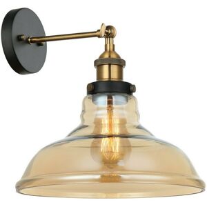 Hubert - Industrial And Retro Wall Lamp Black, Gold 1 Light with Amber Shade, E27 Dimmable - Italux Hubert - Industrial And Retro Wall Lamp Black, Gold 1 Light with Amber Shade, E27 Dimmable - Italux