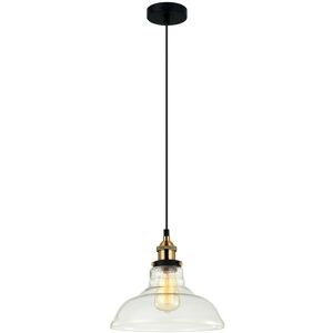 Italux - Hubert - Industrial And Retro Hanging Pendant Black, Gold 1 Light with Clear Shade, E27 Italux - Hubert - Industrial And Retro Hanging Pendant Black, Gold 1 Light with Clear Shade, E27