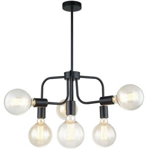 Italux - Kristy - Industrial And Retro Hanging Pendant Black 6 Light , E27 Italux - Kristy - Industrial And Retro Hanging Pendant Black 6 Light , E27