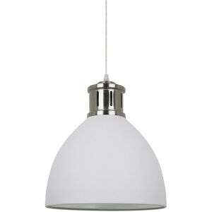 Lola - Industrial And Retro Hanging Pendant White, Satin Nickel 1 Light with White Shade, E27 - Italux Lola - Industrial And Retro Hanging Pendant White, Satin Nickel 1 Light with White Shade, E27 - Italux