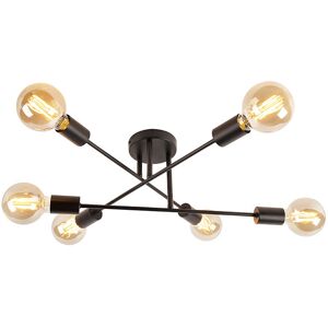 Qazqa Industrial Black Ceiling Light 6 Lights - Sydney Modern Industrial Design Qazqa Industrial Black Ceiling Light 6 Lights - Sydney Modern Industrial Design
