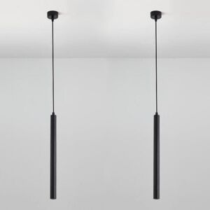 Wottes - Modern led Pendant Light Metal Ceiling Lamp Cylindrical Long Tube Hanging Light Black Chandelier Warm White Light 2Pcs Wottes - Modern led Pendant Light Metal Ceiling Lamp Cylindrical Long Tube Hanging Light Black Chandelier Warm White Light 2Pcs