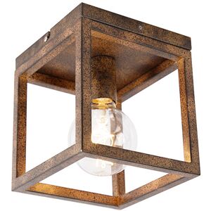 QAZQA Industrial Ceiling Light Rust Brown - Cage QAZQA Industrial Ceiling Light Rust Brown - Cage