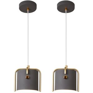 WOTTES Industrial Modern Pendant Light Metal Ceiling Lamp Shade Adjustable Hanging Lamp Grey Chandelier Ø17CM 2Pcs WOTTES Industrial Modern Pendant Light Metal Ceiling Lamp Shade Adjustable Hanging Lamp Grey Chandelier Ø17CM 2Pcs
