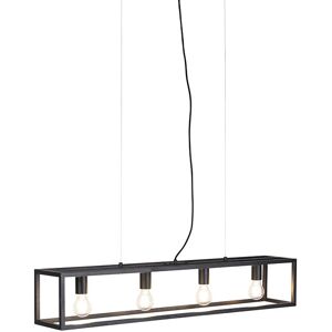Qazqa Adjustable Black Industrial Pendant Light - Cage 4 - E27 Qazqa Adjustable Black Industrial Pendant Light - Cage 4 - E27