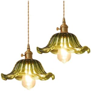 WOTTES Industrial Vintage Pendant Lamp Glass Metal Ceiling Hanging Light Adjustable Chandelier for Loft Kitchen Coffee Green 2Pcs WOTTES Industrial Vintage Pendant Lamp Glass Metal Ceiling Hanging Light Adjustable Chandelier for Loft Kitchen Coffee Green 2Pcs