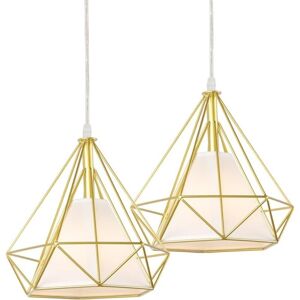 STOEX Industrial Pendant Light Metal Geometric Cage Hanging Ceiling Light Adjustable Height for Living Room Bedroom 2 Pack Gold STOEX Industrial Pendant Light Metal Geometric Cage Hanging Ceiling Light Adjustable Height for Living Room Bedroom 2 Pack Gold