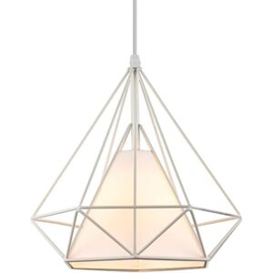 STOEX Industrial Pendant Light Metal Geometric Cage Hanging Ceiling Light Adjustable Height for Living Room Bedroom Ø25 White STOEX Industrial Pendant Light Metal Geometric Cage Hanging Ceiling Light Adjustable Height for Living Room Bedroom Ø25 White