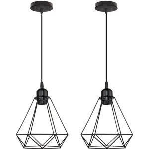 NORCKS Industrial Pendant Lights Retro Diamond Hanging Lamp Ø20CM Height Adjustable Ceiling Lamp For Dining Room Living Room Bar Balcony Black (2PCS) NORCKS Industrial Pendant Lights Retro Diamond Hanging Lamp Ø20CM Height Adjustable Ceiling Lamp For Dining Room Living Room Bar Balcony Black (2PCS)
