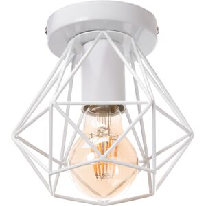 WOTTES Industrial Vintage Ceiling Light Semi Flush Mount Ceiling Lamp Metal Cage Hanging Lighting Fixture White Ø16cm WOTTES Industrial Vintage Ceiling Light Semi Flush Mount Ceiling Lamp Metal Cage Hanging Lighting Fixture White Ø16cm