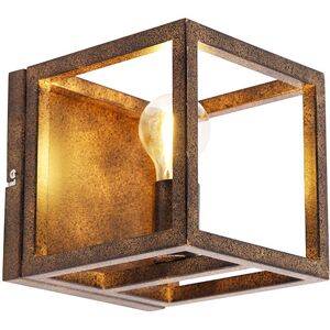 QAZQA Wall Light - Rusty Steel - Industrial - Square - E27 - 60W - IP20 QAZQA Wall Light - Rusty Steel - Industrial - Square - E27 - 60W - IP20