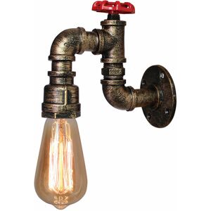 AXHUP Industrial Wall Light Creative Water Pipe Wall Lamp Vintage Retro Metal Steampunk Wall Sconce E27 for Bedside Bedroom Living Room - Bronze AXHUP Industrial Wall Light Creative Water Pipe Wall Lamp Vintage Retro Metal Steampunk Wall Sconce E27 for Bedside Bedroom Living Room - Bronze