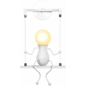 AXHUP Industrial Wall Light Fixtures Iron Creative Single Cartoon Doll Human Adjustable Swing Wall Lamp E27, White AXHUP Industrial Wall Light Fixtures Iron Creative Single Cartoon Doll Human Adjustable Swing Wall Lamp E27, White