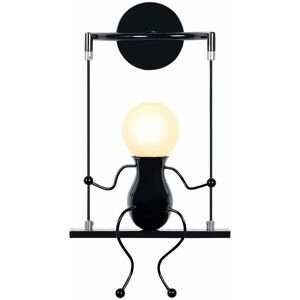 AXHUP Industrial Wall Light Fixtures Iron Creative Single Cartoon Doll Human Adjustable Swing Wall Lamp E27, Black AXHUP Industrial Wall Light Fixtures Iron Creative Single Cartoon Doll Human Adjustable Swing Wall Lamp E27, Black