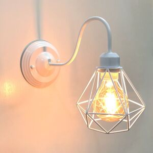 WOTTES Industrial Wall Light Geometric Cage Wall Lamp Black Metal Wall Sconce White Ø16CM WOTTES Industrial Wall Light Geometric Cage Wall Lamp Black Metal Wall Sconce White Ø16CM