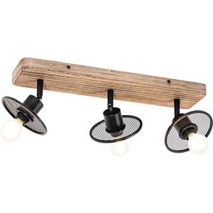 QAZQA Industrial Ceiling Light Black Wood 3 Lights - Jasmijn - Ceiling Light QAZQA Industrial Ceiling Light Black Wood 3 Lights - Jasmijn - Ceiling Light