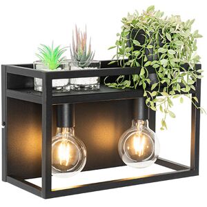 Qazqa Industrial Wall Lamp Black - 2 Lights, Steel, E27, Dimmable Qazqa Industrial Wall Lamp Black - 2 Lights, Steel, E27, Dimmable