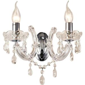 Inspired Lighting - Inspired Clearance - Gabrielle Wall Lamp 2 Light E14 Glass Sconce & Glass Droplets/Polished Chrome Inspired Lighting - Inspired Clearance - Gabrielle Wall Lamp 2 Light E14 Glass Sconce & Glass Droplets/Polished Chrome