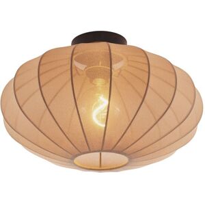 QAZQA Japandi Ceiling Light Brown with Fabric Shade - Bida QAZQA Japandi Ceiling Light Brown with Fabric Shade - Bida