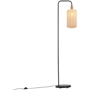 QAZQA Japandi Floor Lamp Black with Gold and Beige Shade - Pluni QAZQA Japandi Floor Lamp Black with Gold and Beige Shade - Pluni
