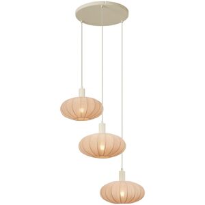 QAZQA Japandi Pendant Lamp Beige with Fabric Shade 3-Lights - Bida QAZQA Japandi Pendant Lamp Beige with Fabric Shade 3-Lights - Bida