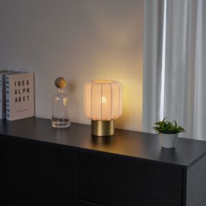 QAZQA Japandi Table Lamp Gold with Beige Shade - Pluni QAZQA Japandi Table Lamp Gold with Beige Shade - Pluni