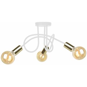 Keter Lighting - Keter Rumba Multi Arm Semi Flush Ceiling Light White, Gold, 50cm, 3x E27 Keter Lighting - Keter Rumba Multi Arm Semi Flush Ceiling Light White, Gold, 50cm, 3x E27