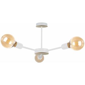 Keter Lighting - Keter Sun Multi Arm Semi Flush Ceiling Light Wood, White, 40cm, 3x E27 Keter Lighting - Keter Sun Multi Arm Semi Flush Ceiling Light Wood, White, 40cm, 3x E27