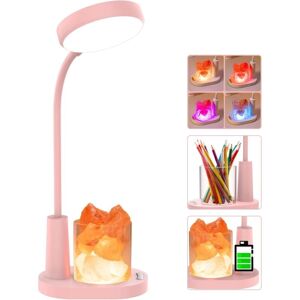 Tonchean - Kids Desk Lamp, Himalayan Salt Table Lamp, Auto Color Changing Bedside Lamp with Pen Holder, Dimmable Rechargeable Reading Light for Tonchean - Kids Desk Lamp, Himalayan Salt Table Lamp, Auto Color Changing Bedside Lamp with Pen Holder, Dimmable Rechargeable Reading Light for