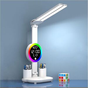 IKODM Kids Desk Lamp with Clock - Wireless Dimmable LED - 3200mAh - Pen Holder - LCD Display - Calendar - Temperature - 3 Light Colors - Desk Lamp for IKODM Kids Desk Lamp with Clock - Wireless Dimmable LED - 3200mAh - Pen Holder - LCD Display - Calendar - Temperature - 3 Light Colors - Desk Lamp for