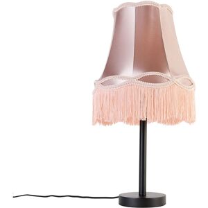 QAZQA Classic Table Lamp Black with Granny Lampshade Pink 30 cm - Simplo QAZQA Classic Table Lamp Black with Granny Lampshade Pink 30 cm - Simplo