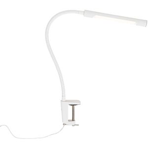QAZQA Clamp Desk Lamp White Incl. led with Touch Dimmer - Lionard QAZQA Clamp Desk Lamp White Incl. led with Touch Dimmer - Lionard
