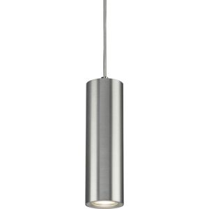 Knightsbridge - Dasan Single Long Fixed Round Pendant Brushed Chrome - DAB1FRBC Knightsbridge - Dasan Single Long Fixed Round Pendant Brushed Chrome - DAB1FRBC