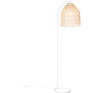 QAZQA Country Style Floor Lamp White with Rattan - Sam QAZQA Country Style Floor Lamp White with Rattan - Sam