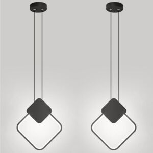 WOTTES Led Modern Industrial Pendant Ceiling Light 2Pcs Metal Hanging Lamp Black Indoor Chandelier Cold White Light 2Pcs WOTTES Led Modern Industrial Pendant Ceiling Light 2Pcs Metal Hanging Lamp Black Indoor Chandelier Cold White Light 2Pcs