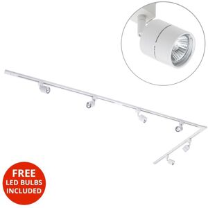 Litecraft 3 Metre L Shape Track Light With 6 Soho Fixture & LED Bulbs - White Litecraft 3 Metre L Shape Track Light With 6 Soho Fixture & LED Bulbs - White