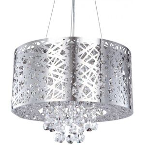 Litecraft - Ashley Ceiling Pendant 6 Light With Crystal Effect Drum Shade - Chrome Litecraft - Ashley Ceiling Pendant 6 Light With Crystal Effect Drum Shade - Chrome