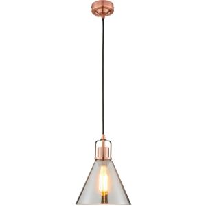 Litecraft Clara Ceiling Pendant Smoke Tinted Glass Shaded E27 1 Light - Copper Litecraft Clara Ceiling Pendant Smoke Tinted Glass Shaded E27 1 Light - Copper
