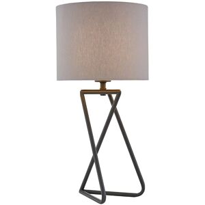 Litecraft - Cris Table Lamp Industrial Styled Base With Grey Fabric Shade - Pewter Litecraft - Cris Table Lamp Industrial Styled Base With Grey Fabric Shade - Pewter