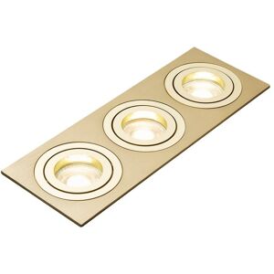 Litecraft - Evra Recessed Downlight Rectangular Tiltable Triple Spotlight - Brass Litecraft - Evra Recessed Downlight Rectangular Tiltable Triple Spotlight - Brass