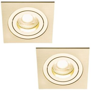 Litecraft Evra Recessed Downlight Square Tiltable Spotlight Satin Brass - 2 Pack Litecraft Evra Recessed Downlight Square Tiltable Spotlight Satin Brass - 2 Pack