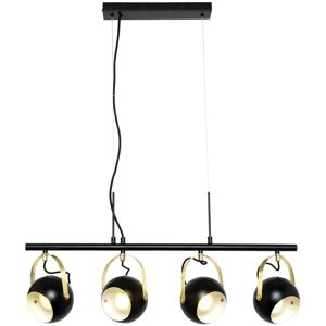 Litecraft - Eyeball Ceiling Pendant Bar Adjustable 4 Light - Black, Satin Brass Litecraft - Eyeball Ceiling Pendant Bar Adjustable 4 Light - Black, Satin Brass